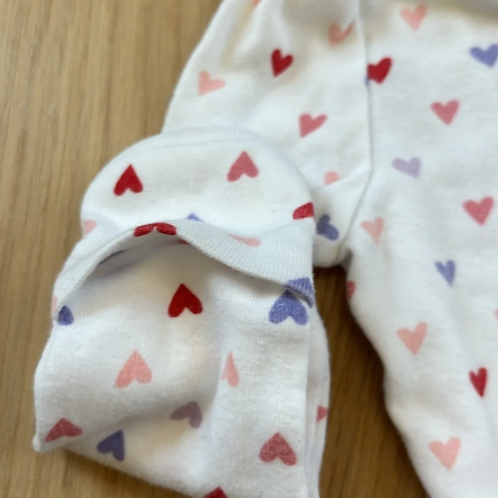 Baby GAP Long-Sleeve Cotton Bodysuit with Red, Pink and Purple Hearts